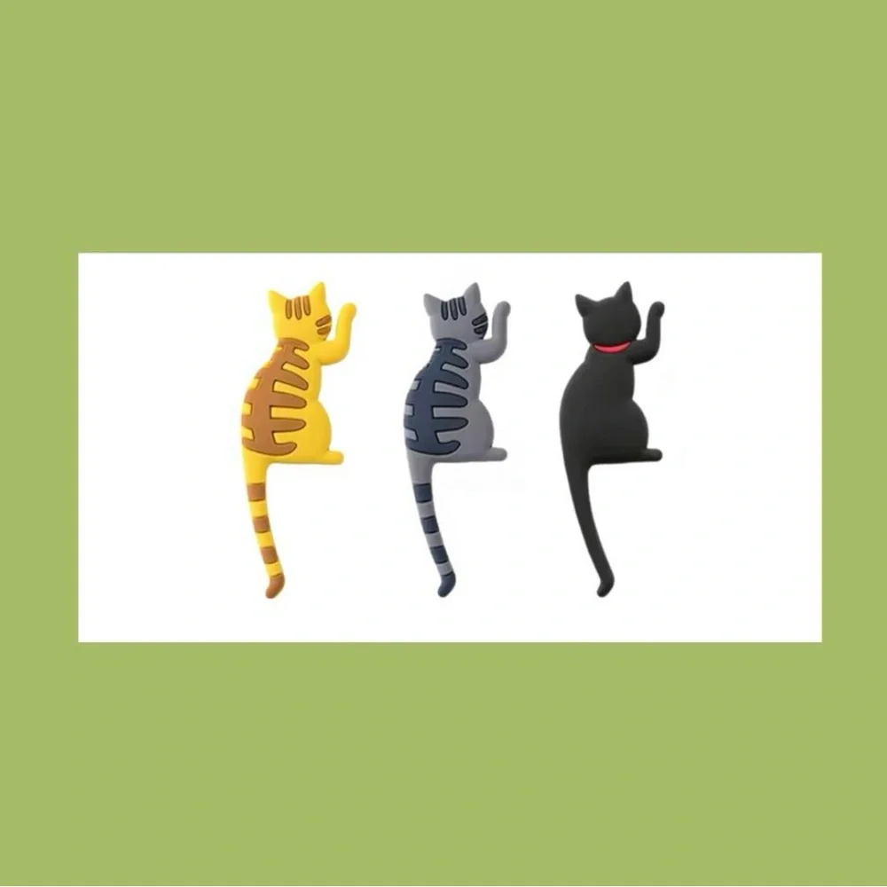 Cat Tail Wall Hooks - Yellow, Gray, Black
